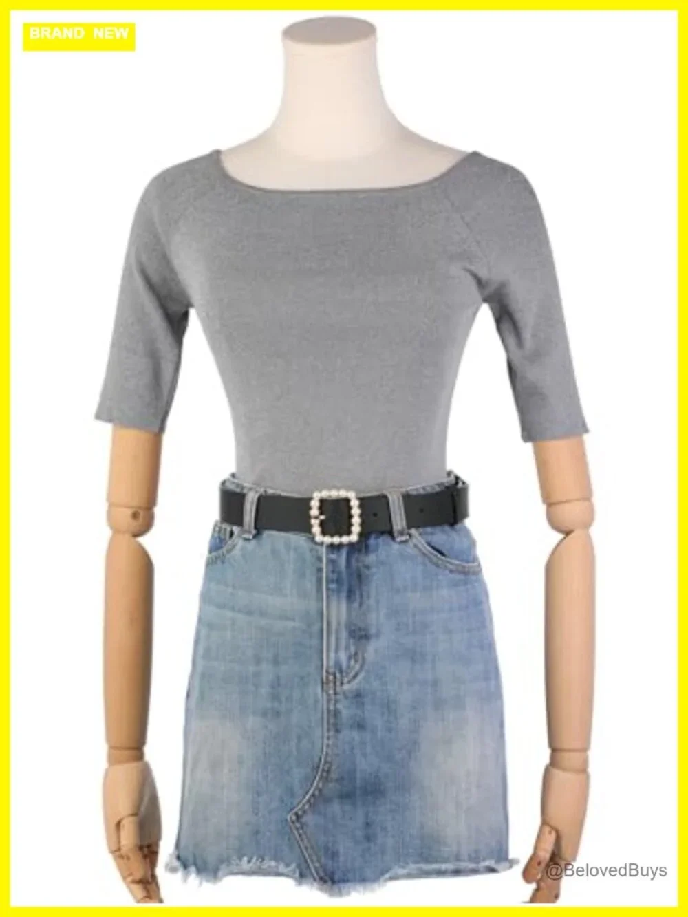 Faux Leather Pearl Buckle Belt 1.2
